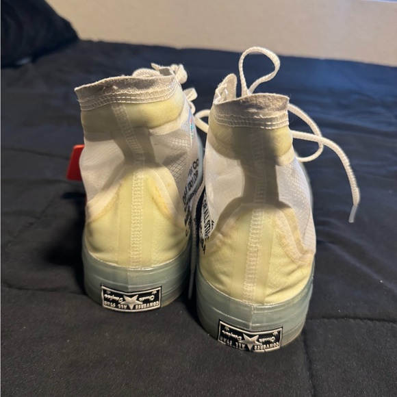 Translucent High-Top Sneakers with Text Detail off white converse collab the ten - Picture 2 of 6